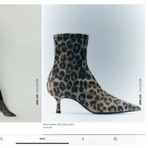 Like new Zara leopard print kitten heel ankle boot 6.5/7